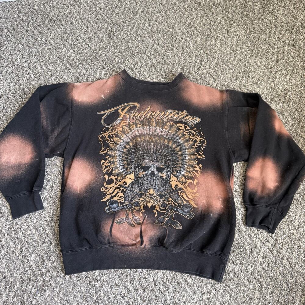 3Forty Redemption Acid Wash Pullover Sweatshirt Size M Boho Gypsy Hippie Grunge